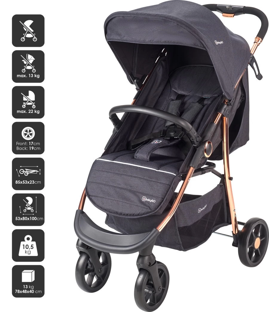Babygo Style Black Rose 3-in-1 Kinderwagen Incl. Autostoel 6321 - Afbeelding 3