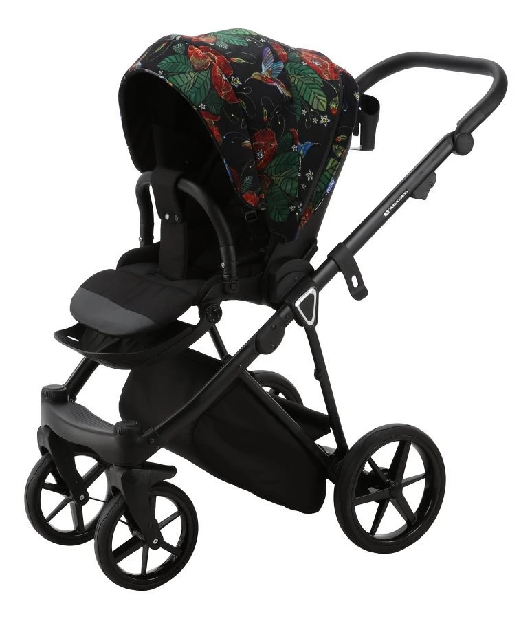 Adamex Porto Flowers Special Edition Black/Rose 2-in-1 Kinderwagen FL-8 - Afbeelding 7