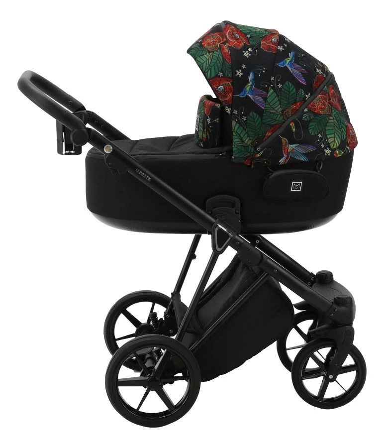 Adamex Porto Flowers Special Edition Black/Rose 2-in-1 Kinderwagen FL-8 - Afbeelding 2