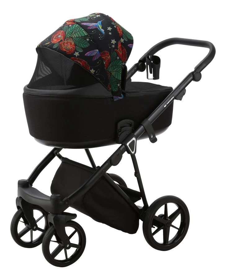 Adamex Porto Flowers Special Edition Black/Rose 2-in-1 Kinderwagen FL-8 - Afbeelding 4