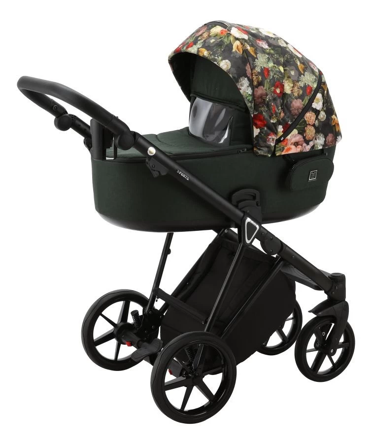 Adamex Porto Flowers Dark Green 2-in-1 Kinderwagen FL-6 - Afbeelding 3