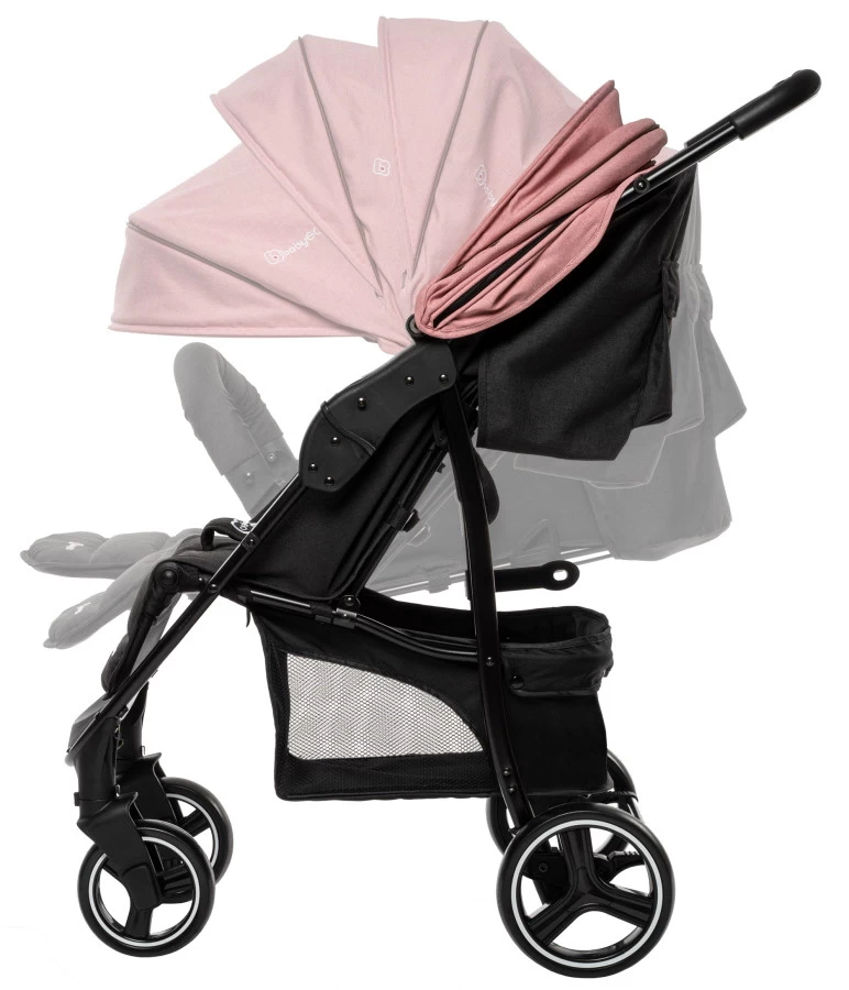 Babygo Basket Pink Melange Wandelwagen Incl. Autostoel 64013 - Afbeelding 4