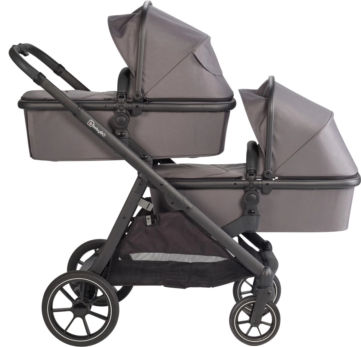 Babygo Duo Ultra Grey Tandem Kinderwagen Incl. 2 Autostoelen En 2 Ultrabase 780001 - Afbeelding 2