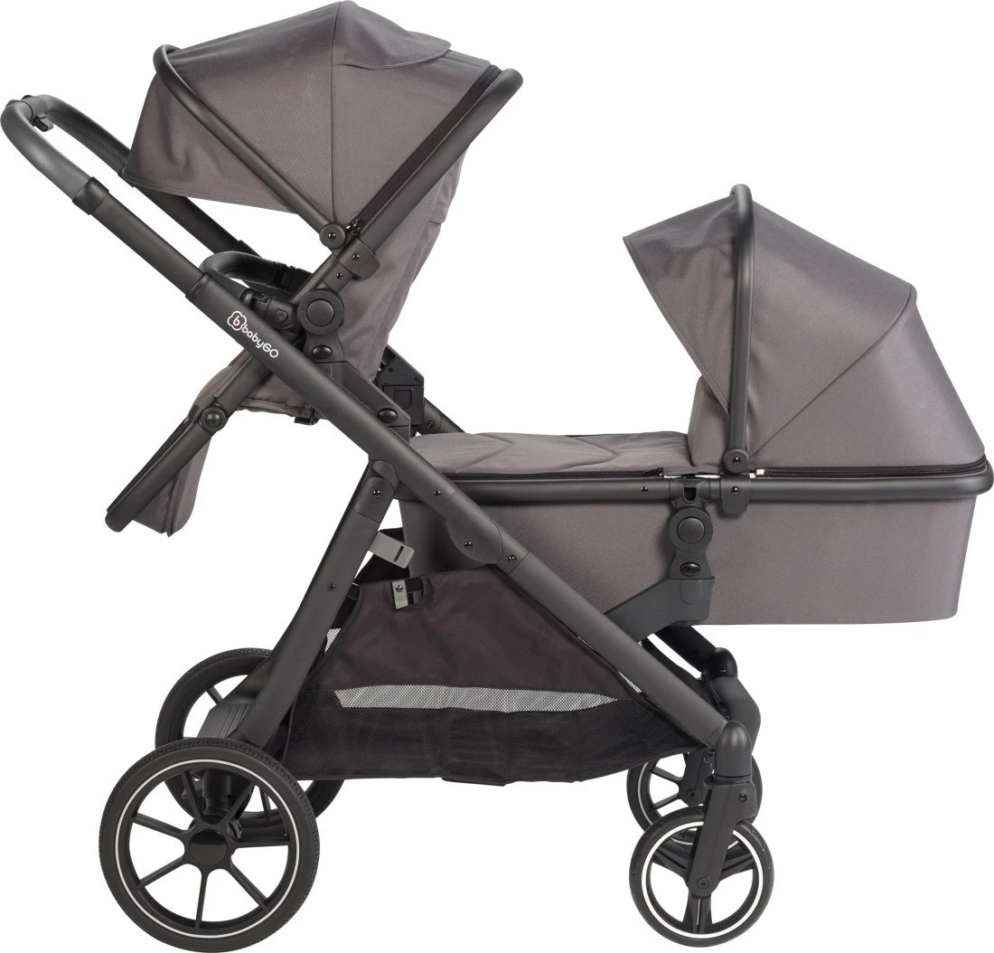 Babygo Duo Ultra Grey Tandem Kinderwagen Incl. 2 Autostoelen En 2 Ultrabase 780001 - Afbeelding 6
