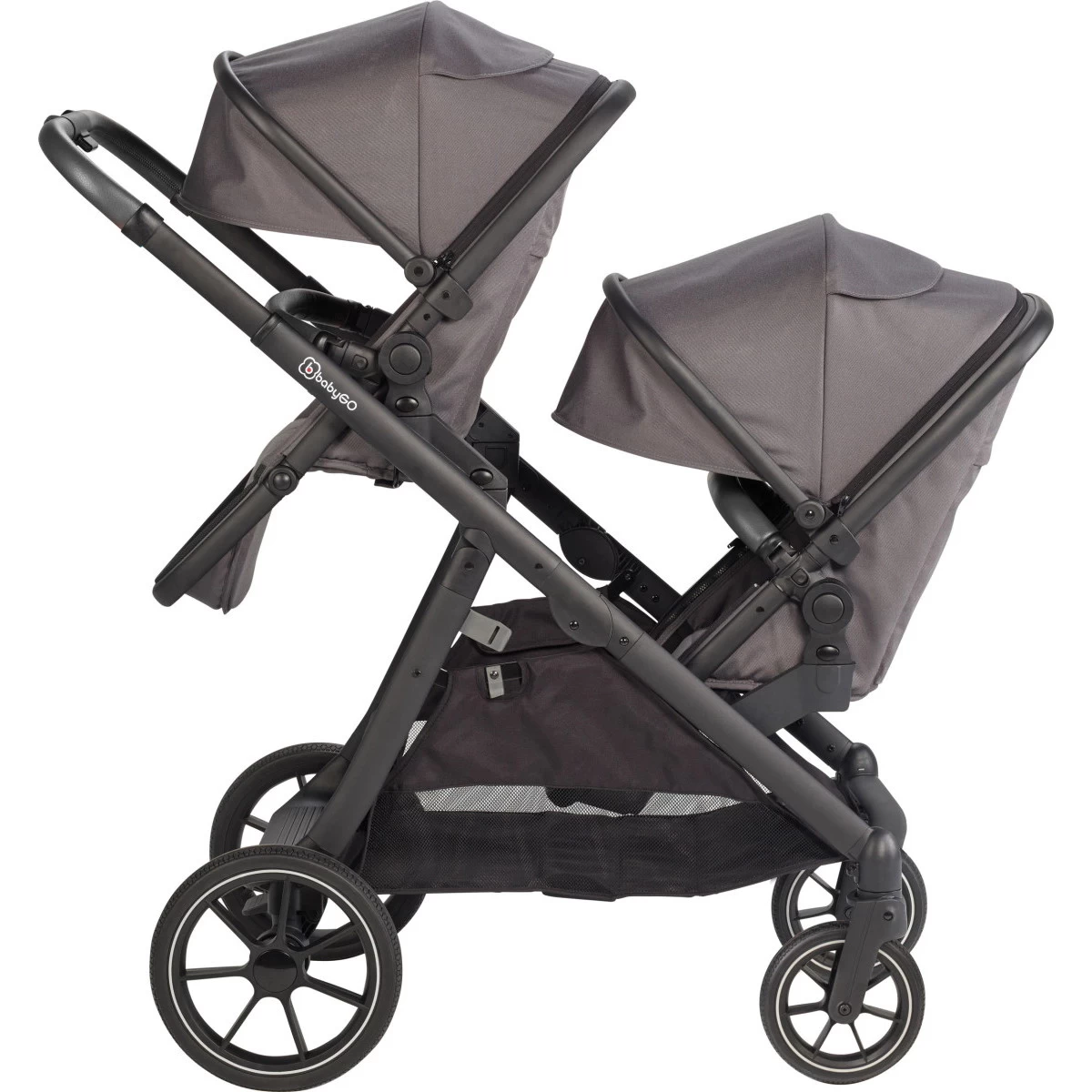 Babygo Duo Ultra Grey Tandem Kinderwagen Incl. 2 Autostoelen En 2 Ultrabase 780001 - Afbeelding 7