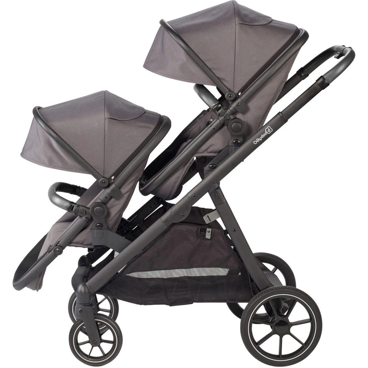 Babygo Duo Mega Grey Tandem Kinderwagen Incl. 2 Autostoelen 78001 - Afbeelding 7