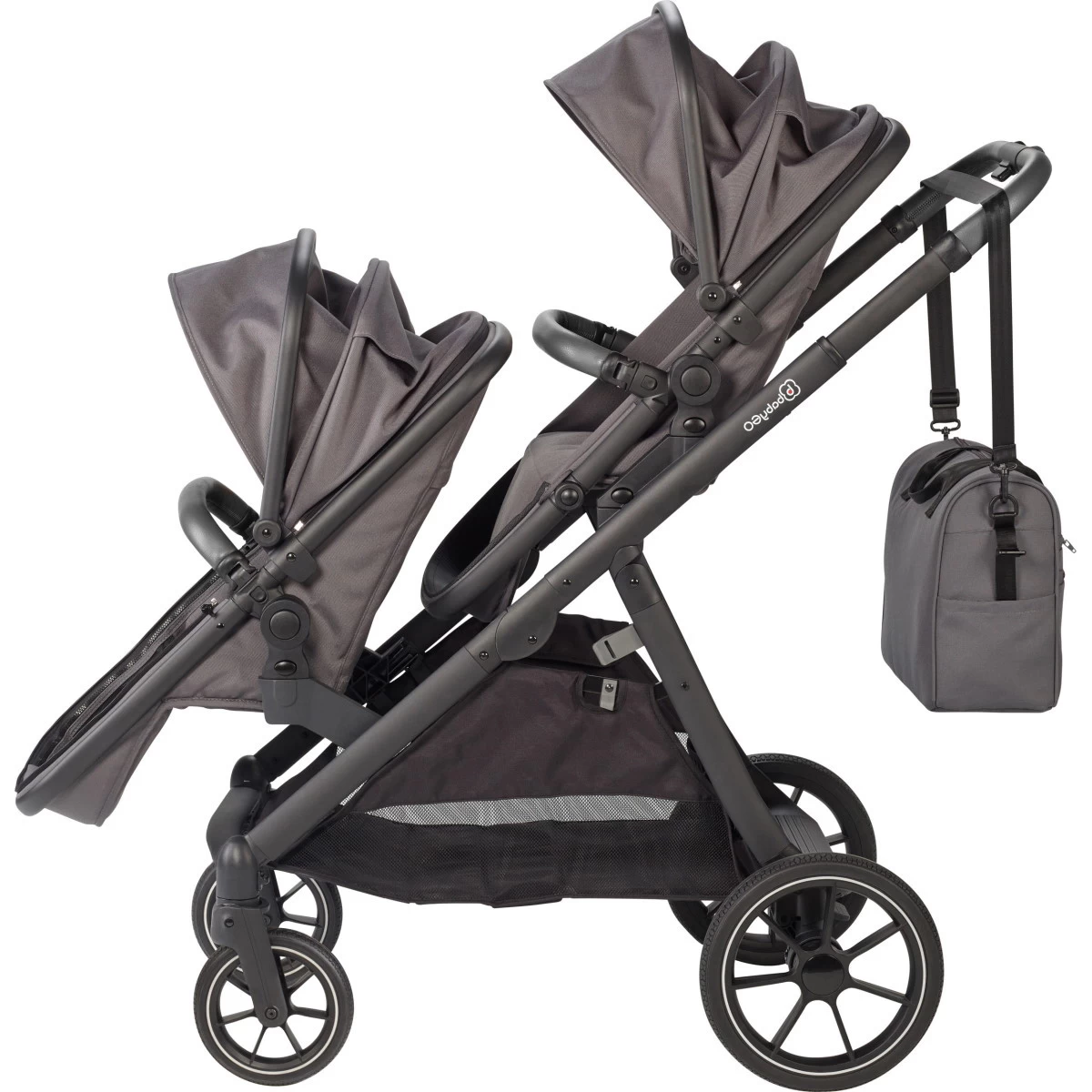Babygo Duo Ultra Grey Tandem Kinderwagen Incl. 2 Autostoelen En 2 Ultrabase 780001 - Afbeelding 10