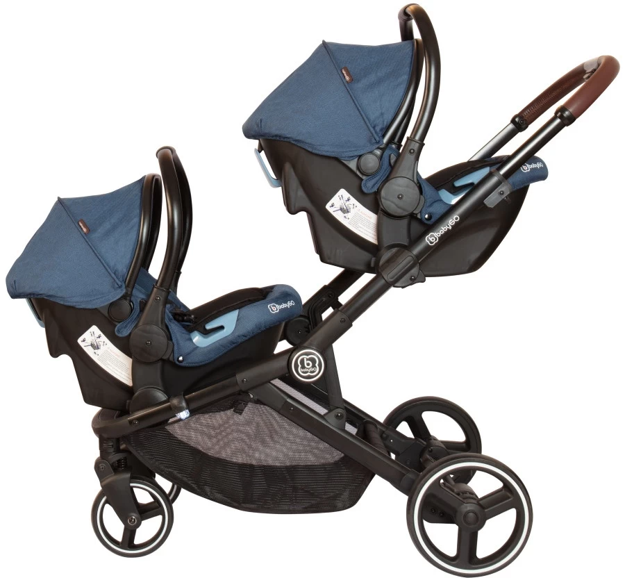 Babygo Twinner Blue Tandem Duowagen Incl. 2 Autostoelen - Afbeelding 3