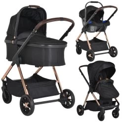 Cangaroo Empire Black 3-in-1 Kinderwagen Incl. Autostoel