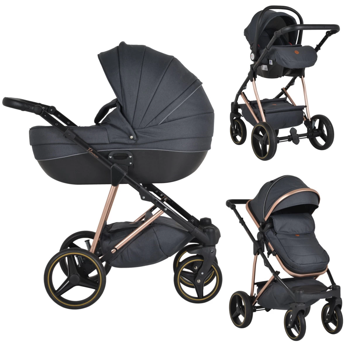 Cangaroo Florence Black 3-in-1 Kinderwagen Incl. Autostoel 109997