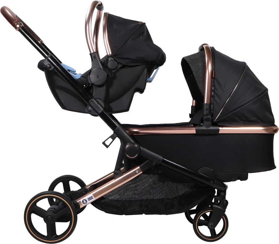 Ding Amigo Black/Rose Tweeling Kinderwagen Incl. 2 Autostoelen DI-191711 - Afbeelding 4