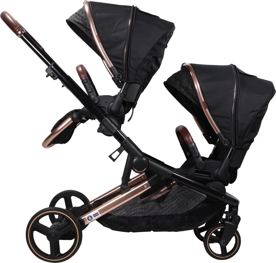 Ding Amigo Black/Rose Tweeling Kinderwagen Incl. 2 Autostoelen DI-191711 - Afbeelding 3