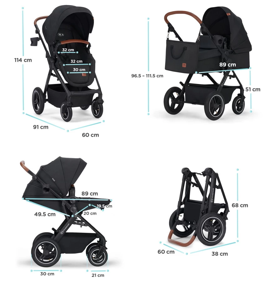 Kinderkraft B-Tour Deep Black 3-in-1 Combi Kinderwagen Incl. Autostoel KSBTOU00BLK3000 - Afbeelding 20