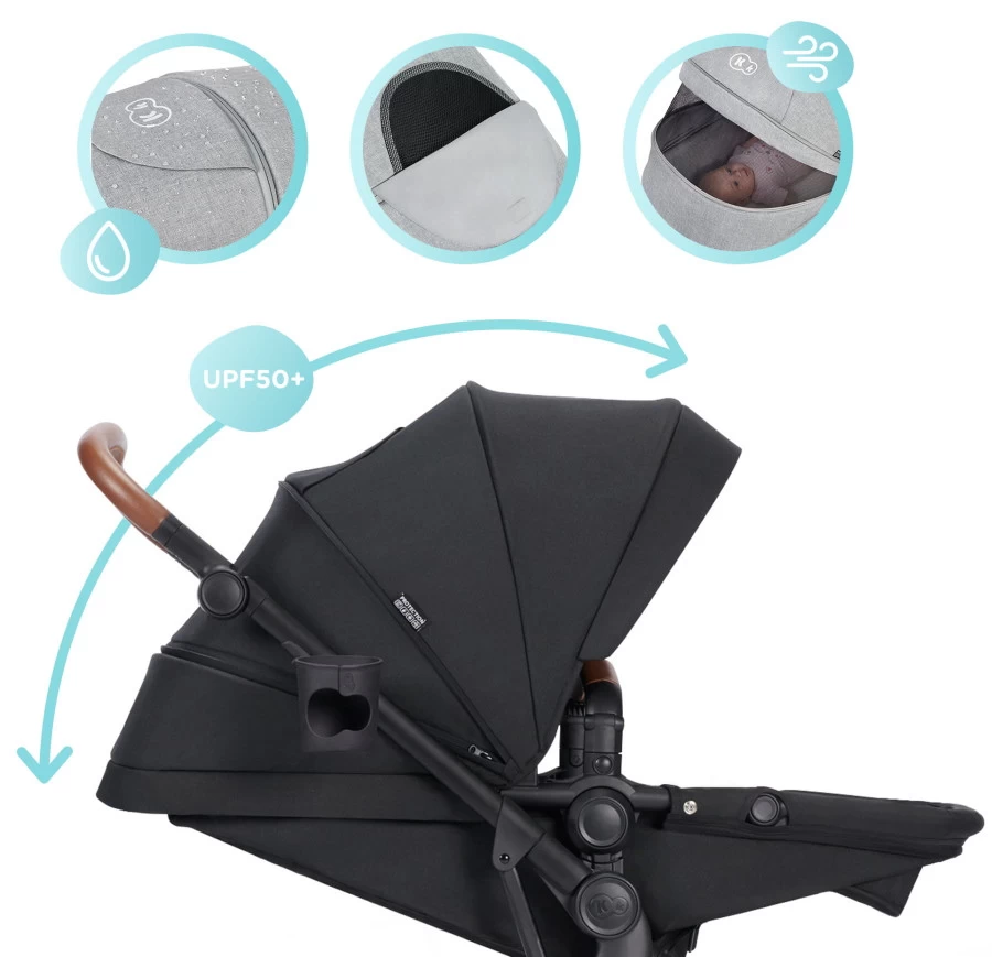 Kinderkraft B-Tour Deep Black 3-in-1 Combi Kinderwagen Incl. Autostoel KSBTOU00BLK3000 - Afbeelding 6