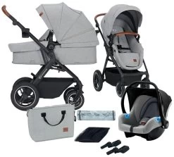 Kinderkraft B-Tour Silver Grey 3-in-1 Combi Kinderwagen Incl. Autostoel KSBTOU00LGR3000