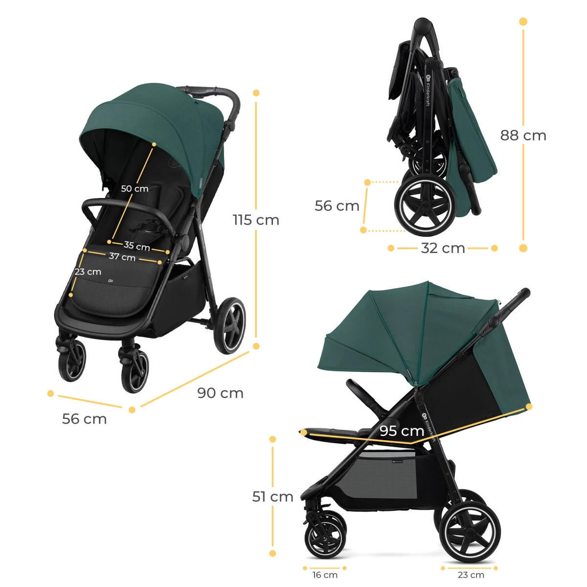 Kinderkraft Route Platinum Grey Wandelwagen KSROUT00GRY0000 - Afbeelding 18