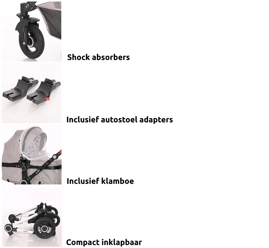 Lorelli Alexa Pearl Beige 3-in-1 Combi Kinderwagen Incl. Autostoel 1002129-2182D - Afbeelding 15