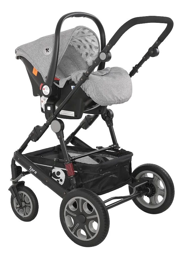 Lorelli Lora Cool Grey Elephants 3-in-1 Combi Kinderwagen Incl. Autostoel 1002128-2123D - Afbeelding 7