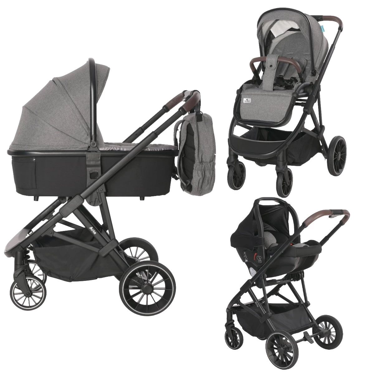 Lorelli Aria Grey 3-in-1 Kinderwagen Incl. Autostoel 1002177-2325