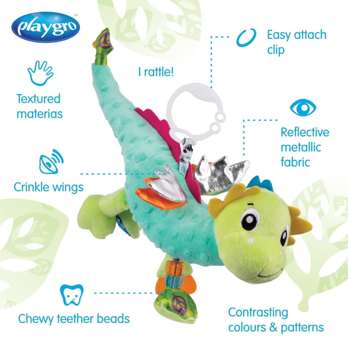 Playgro Sensory Friends Dusty Dragon Buggyspeeltje P0188473 - Afbeelding 10